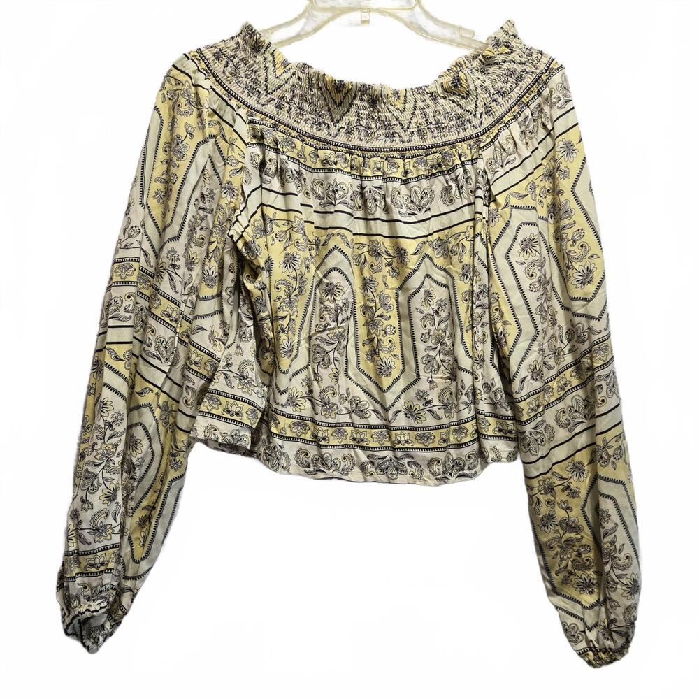 Wrangler Retro Women's XL Cropped Balloon Sleeve Off Shoulder Top Boho Western